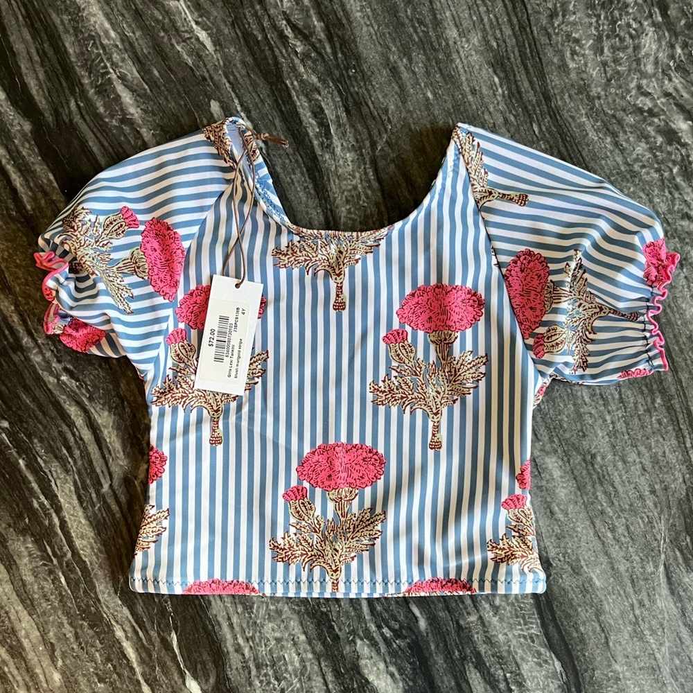 Pink Chicken Lexi Top Blush Marigold Stripe 4y